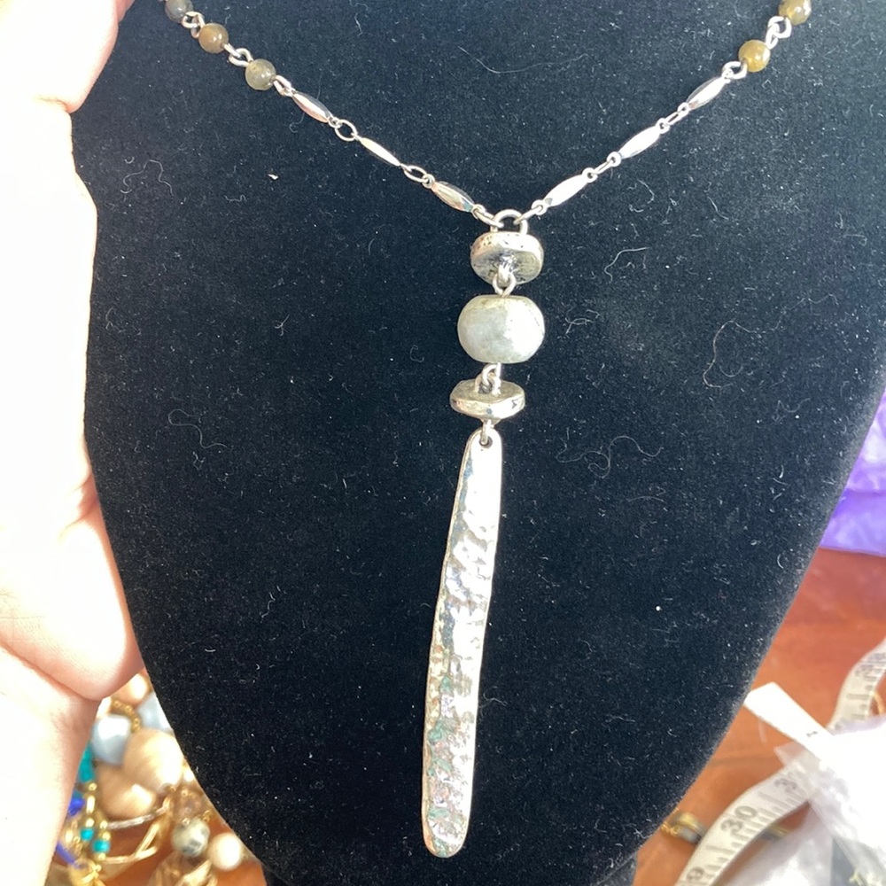 Silver Crystal Pendant Necklace with Delicate Chain